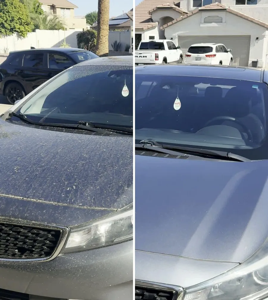 Gray Kia sedan exterior after detailing