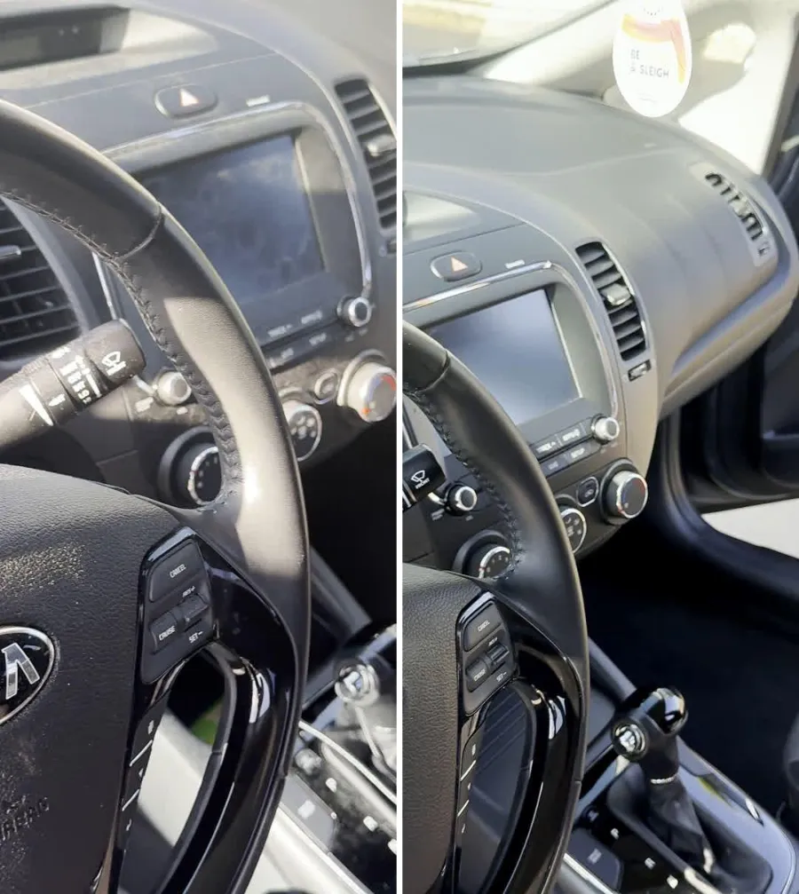 Kia interior after detailing