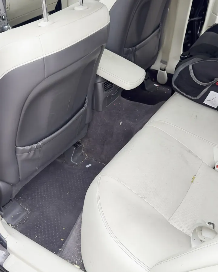 Lexus rear seat and floor before detailing